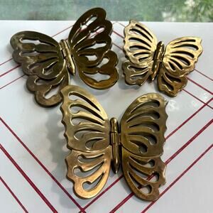 Vintage Gold Butterfly Wall Decor Set of 3 Plastic Hanging Butterflies